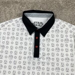 RSVLTS Star Wars Polo Shirt Men's M Empire Enforcers All Day AOP White Stretch